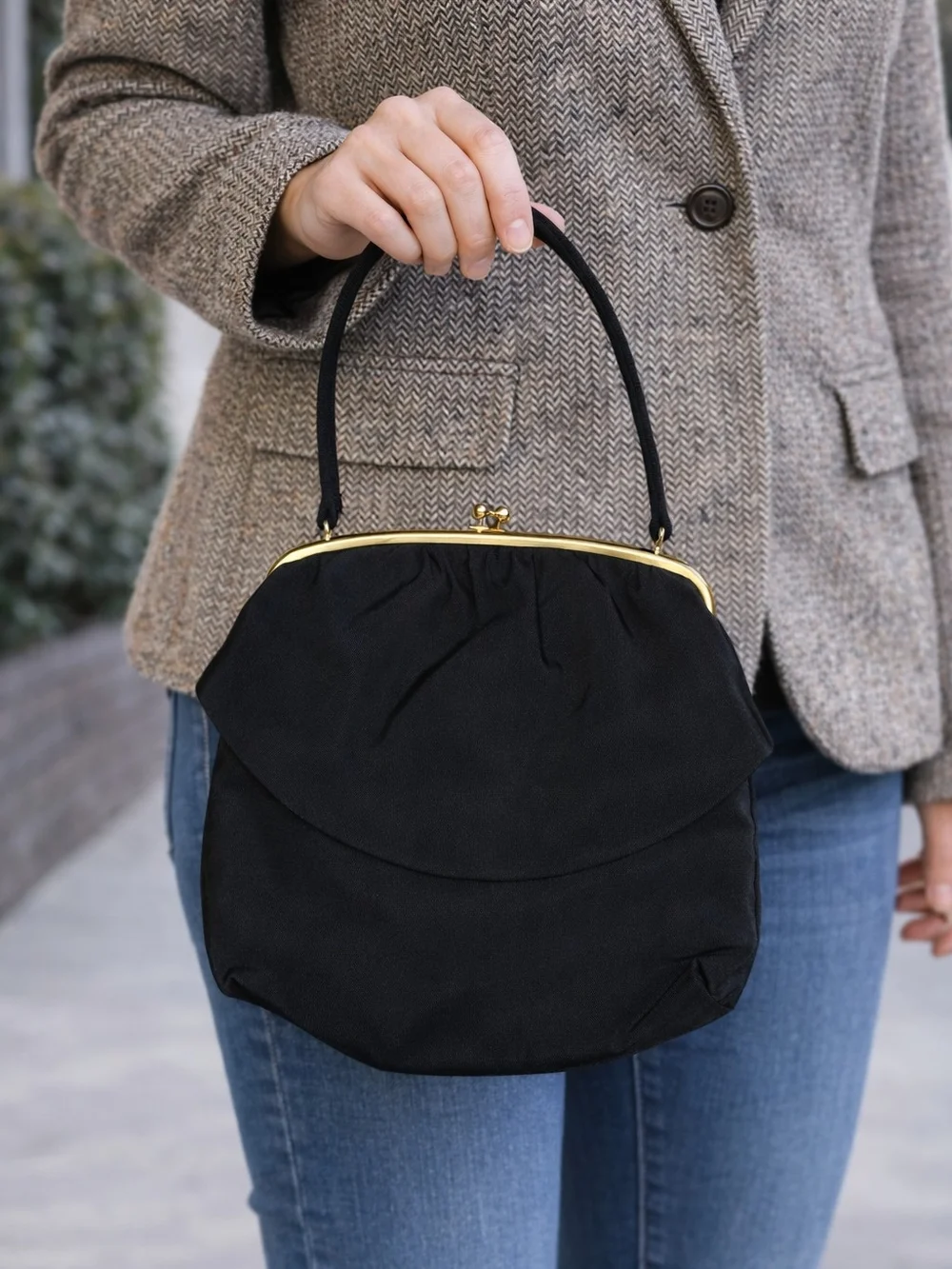 Vintage Black Gold trip Clutch Purse